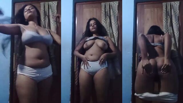 A chubby Desi girl fingers her big tits to reach orgasm