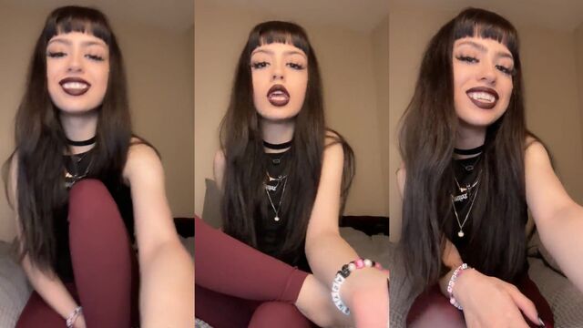 Goth girl in nylons gets her feet worshiped and humiliated