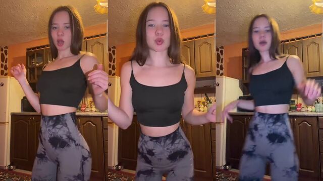 Fit Russian teen showed her sexy body on TikTok live