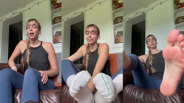 Giantess with big feet and long slender soles crushes her lover in a passionate scene