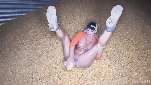 Slut from the farm is fucking herself in your food