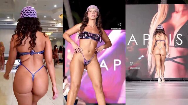 A girl in sexy underwear does a sexy runway walk
