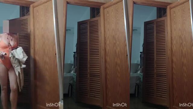 My milf trying on clothes in the bathroom