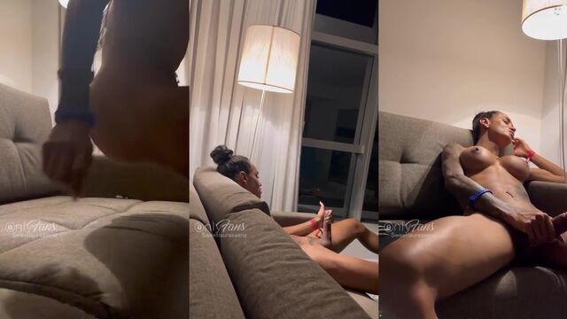 Busty babe tit fucks and ends up with breasts covered in cum