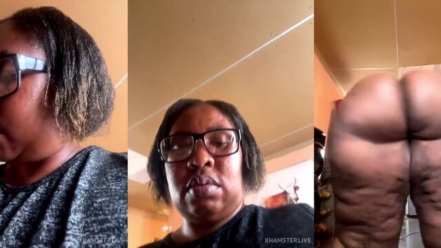 A fat black African woman shows off her big ass in slow motion