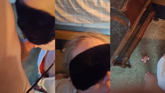 Blindfolded slut gets her blindfold removed and gets fucked hard
