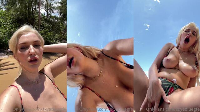 A girl with sex appeal Skye Blue shows her ass in the public place