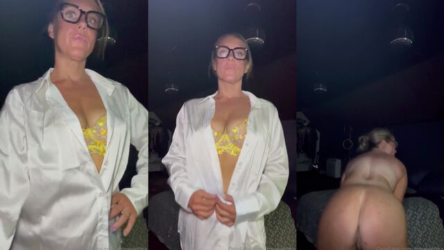 A blonde woman plays with sex toys and shows her ass in these leaked photos