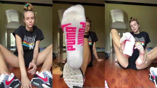 Giantess with big feet and long slender soles crushes everything in her path