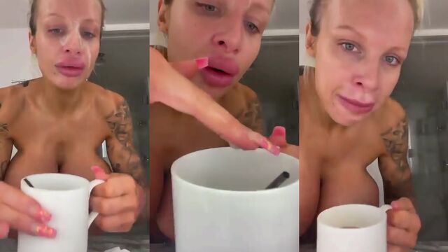 A lucky guy showered with bimbo goddess Sophie Anderson’s juices