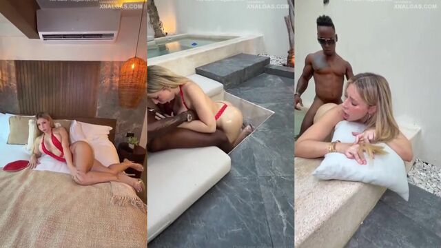 Cute girl Vanessa Bohorquez takes off her clothes and caresses her body