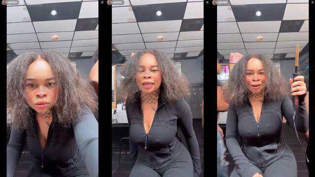 A stripper is performing a striptease in the locker room on TikTok Live