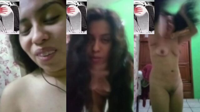 A girl answers a call and removes her clothes in the middle of it