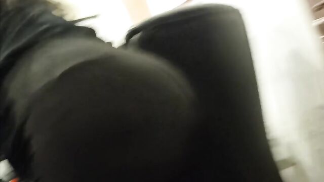 Fat ass caught in seethrough leggings, a total voyeuristic dream come true!