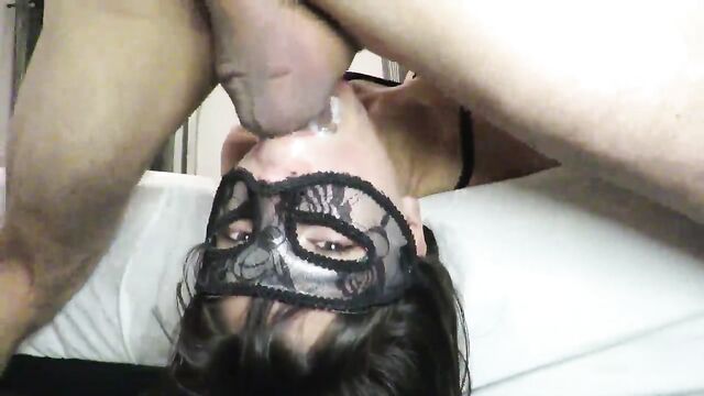 Petite teen gets her throat stuffed with cock in a rough session