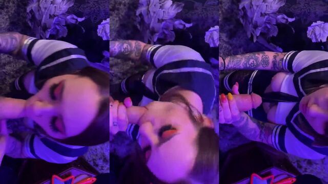 Goth girl Emily is a professional in blowing dicks