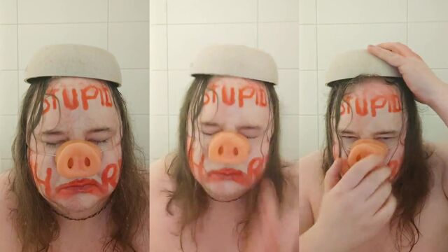 Skinny bitch drinks pee and gets face slaps in real life