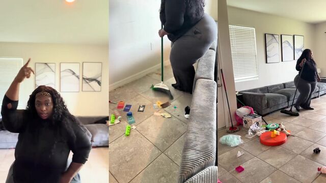 A girl with sexy wide hips is doing exercises