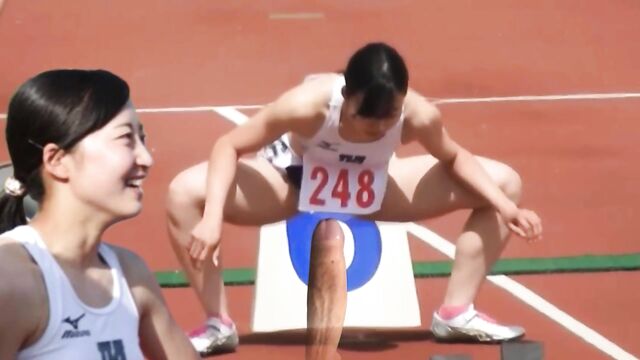 A man came after watching a girl running on the field