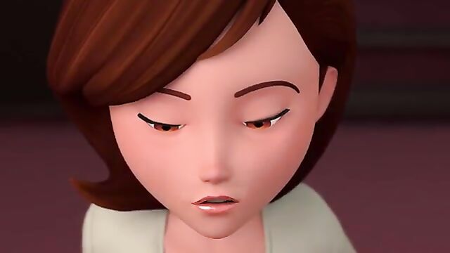 Helen Parr and Violet in a circle jerk scene with some serious action