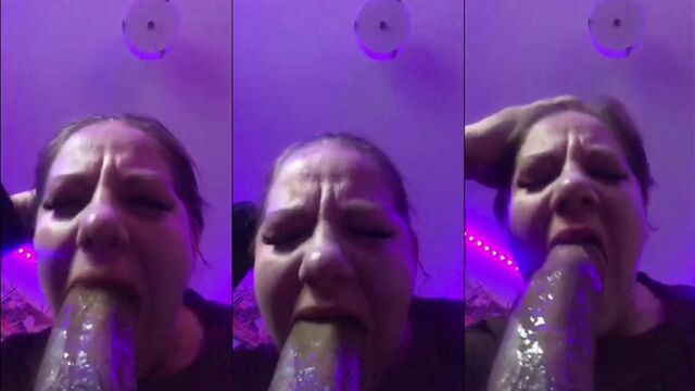 A woman with no gag reflex gets her throat filled with cock