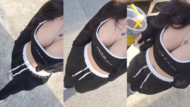 Korean girl with big tits gets fucked on the street