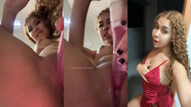 A very hot girl leaving her pussy wet while wanking it