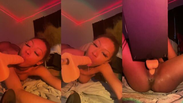 Ebony babe with huge boobs gets fucked hard by a black guy in an intense scene