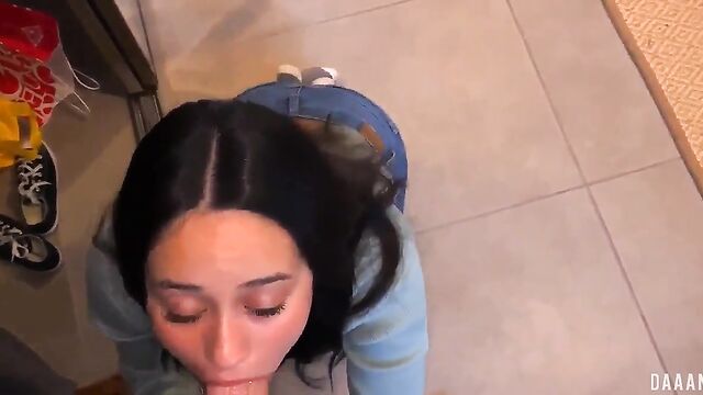 A shy woman is being strip searched by the TSA