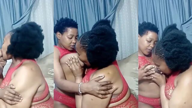 Lesbian fun with ebony mature in a motel room