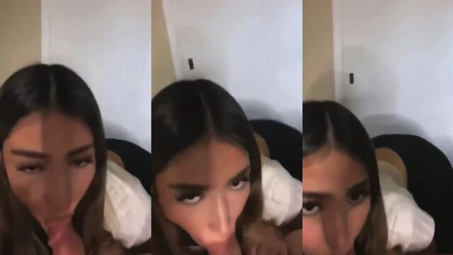 The girl with big eyes intensely sucks my cock