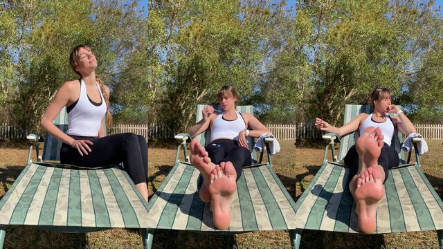 Giantess with big feet and long slender soles crushes everything in her path