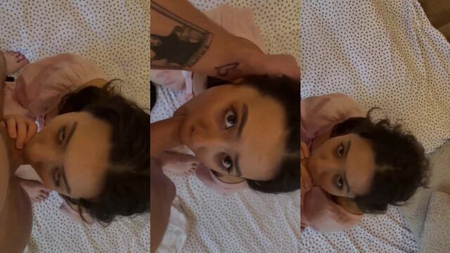 An unexpected deepthroat blowjob from an Asian teen during an intimate moment