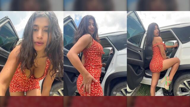 A slutty woman was fucking in her car like a whore