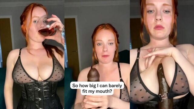 The Scottish slut Sophie demonstrates how to use a large dildo in this wet t-shirt scene