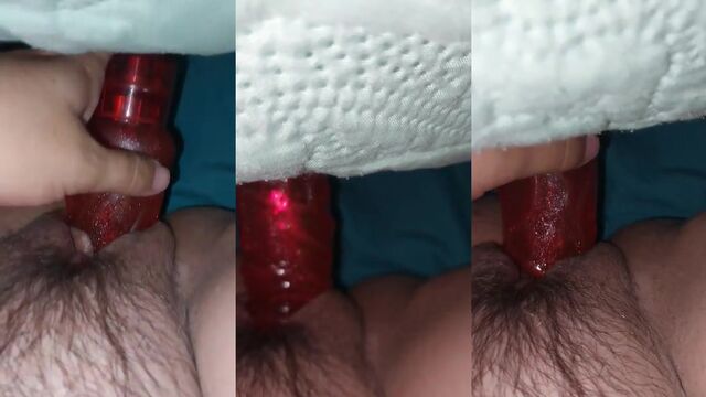 A girl from Texas got fucked by a huge dildo, which was stuck in her