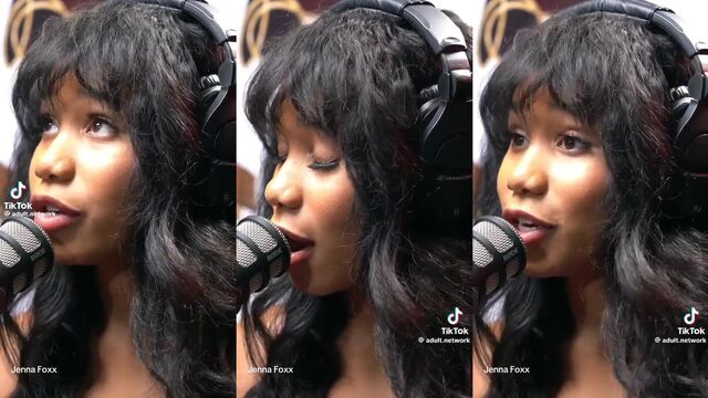 Ebony teen Jenna Foxx shows her flexibility in a sensual pose