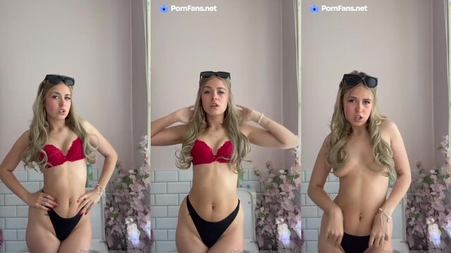 Blonde beauty SlimMaddiePattie stripped and fucked on leaked OnlyFans video