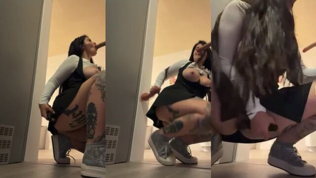 Wet and kinky at a public restroom, pure freaky behavior
