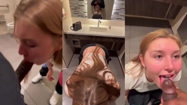 White girl gets her pussy filled with BBC in the bathroom