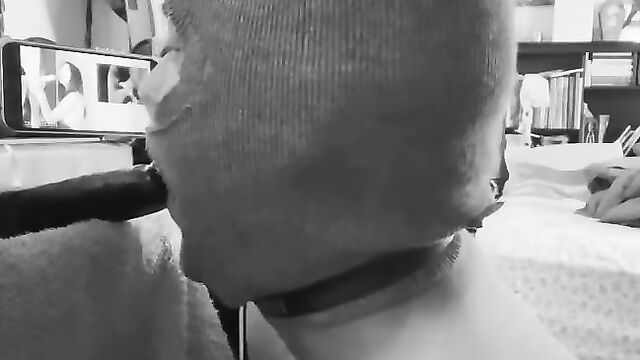 Fag sucks on a dildo and swallows the guy's cum