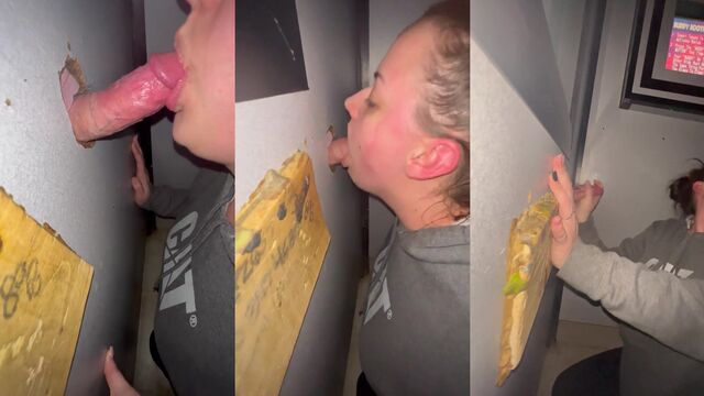 An amateur couple enjoys Gloryhole sex with a stranger