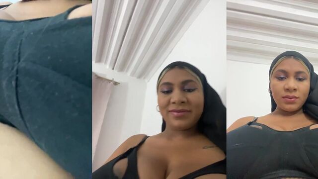 A beautiful woman with big natural milking tits playing with milk