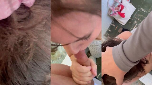 College girl gives her first blowjob to an amateur guy
