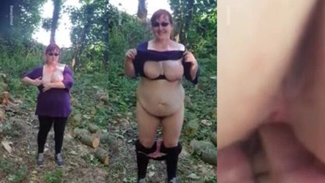 A girl is flashing her boobs and pussy in the public park
