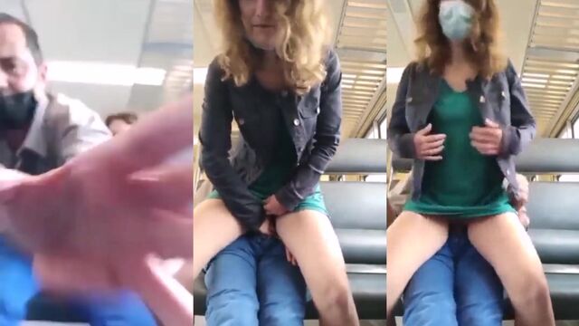 A shameless married couple got fucked on the train