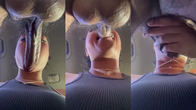 Ebony teen makes a deepthroat blowjob with BBC