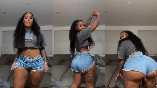 Hot fat BBW twerks her big ass on live cam show