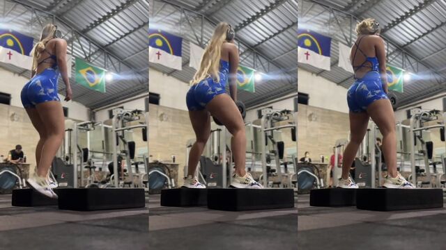 A very appetizing blondie, Adrielly, has a great ass to shake