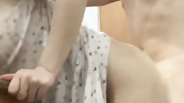 She saw the nephew's dick in the bathroom and grabbed it!
